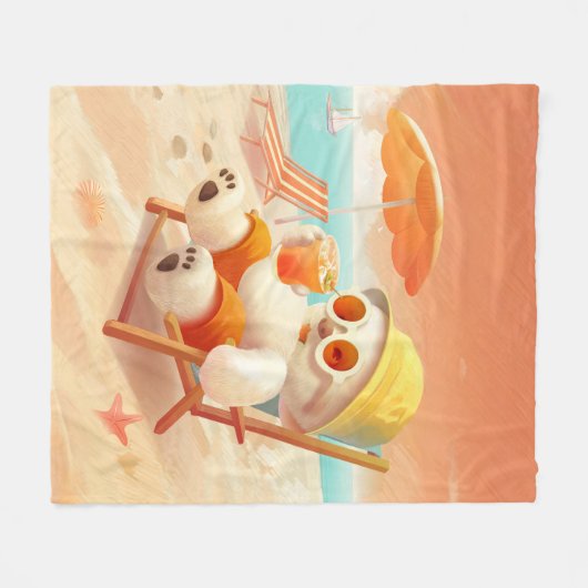 Smile Dog - Beach Mode On Fleece Deken (Voorkant (Horizontaal))