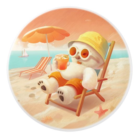 Smile Dog - Beach Mode On Keramische Knop (Voorkant)