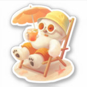 Smile Dog - Beach Mode On Sticker (Voorkant)