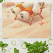 Smile Dog - Beach Mode On Theedoek (Gevouwen)