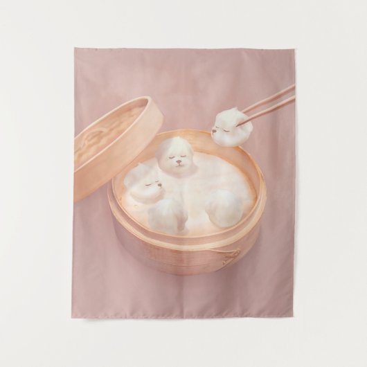 Smile Dog beroemd gemaakt door Xiao Long Bao Delig Wandkleed (Voorkant)