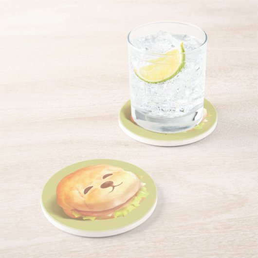 Smile Dog Burger Zandsteen Onderzetter (Zijkant)