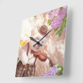 Smile Dog die Violin speelt Vierkante Klok (Hoek)