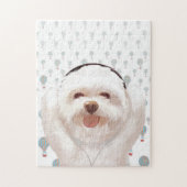 Smile Dog luistert naar muziek met hoofdtelefoon Legpuzzel (Verticaal)