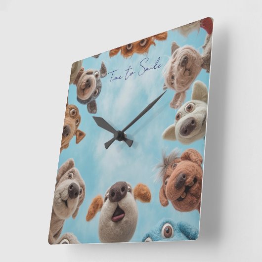 Smile Dogs Muurklok Vierkante Klok