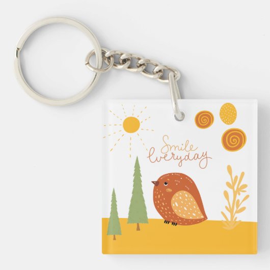 Smile Elke dag Boho Bird Sunshine Cute Sleutelhanger (Voorkant)