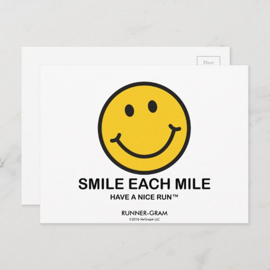 Smile Elke Mile / "Mooie run" Runner-Gram Briefkaart (Voorkant / Achterkant)