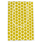 Smile Emoji Gelukkig Geel Zwart Wit Kleurrijk Fun Medium Cadeauzakje (Voorkant)