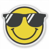 Smile Emoji Happy Face Zonnebril Cool Fun Sticker (Voorkant)