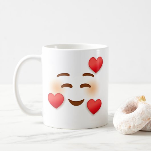 Smile Emoji met hart Koffiemok (Met donut)