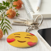 Smile Emoji met hart Sleutelhanger (Zijkant)