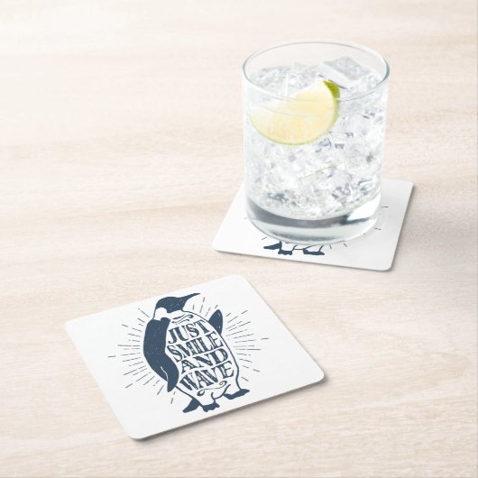 Smile en Wave Penguin Kartonnen Onderzetters (Insitu)