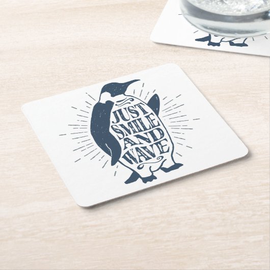 Smile en Wave Penguin Kartonnen Onderzetters (Schuin)