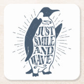 Smile en Wave Penguin Kartonnen Onderzetters (Voorkant)