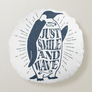 Smile en Wave Penguin Rond Kussen