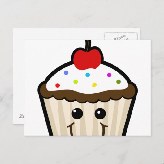 Smile Face Cupcake Briefkaart (Voorkant / Achterkant)