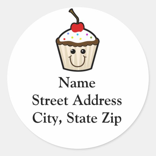 Smile Face Cupcake Ronde Sticker (Voorkant)