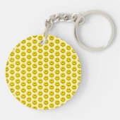 Smile Face Emoji Geel Zwart Wit Happy Fun Sleutelhanger (Achterkant)