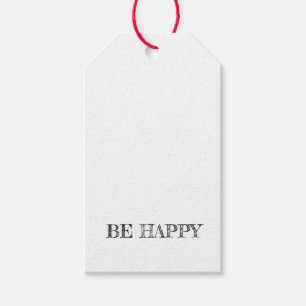 Smile Face Emoji WEES BLIJ Geel Zwart Rood Plezier Cadeaulabel