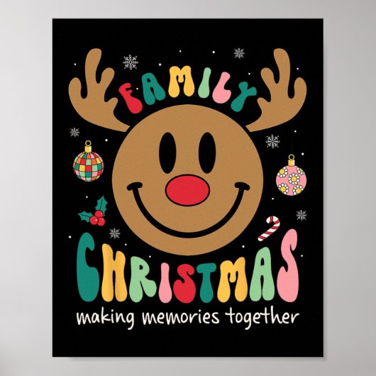 Smile Face Familie Kerstmis 2023 Xmas Crew Reindee Poster (Voorkant)