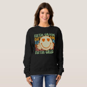 Smile Face Fifth Grade Teacher Retro Groovy Back t Trui (Voorkant volledig)