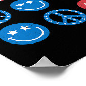 Smile Face Hippie Peace Freedom 4th of July US Fla Poster (Hoek)