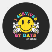 Smile Face I Survived 67 Days Of School  Ronde Sticker (Voorkant)