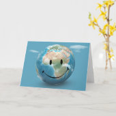 Smile Face op Earth Wereldbol Kaart (Gele Bloem)