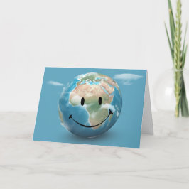 Smile Face op Earth Wereldbol Kaart