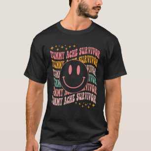 Smile Face Retro Groovy Tummy Ache Survivo T-shirt