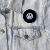 Smile Face Shirt Happy Smiling Face Rave Edm Music Ronde Button 5,7 Cm (In situ)