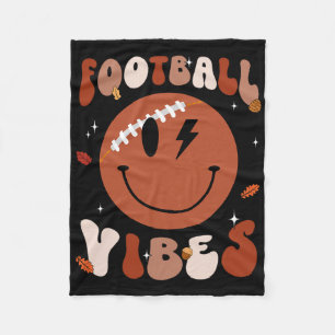 Smile Face Voetbal Vibes Tis het seizoen Herfst da Fleece Deken
