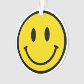 Smile Face Yellow Black White Happy Face Emoji Ornament (voorkant)