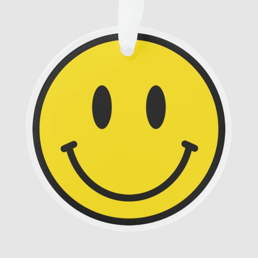 Smile Face Yellow Black White Happy Face Emoji Ornament (voorkant)