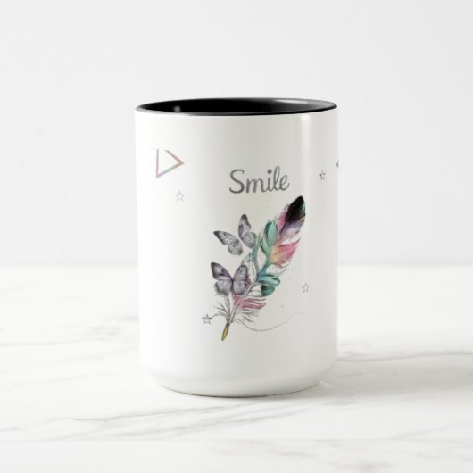 Smile Feather en Butterfly Cup Ontwerp Mok (Midden)