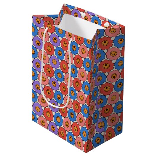 Smile Flowers Medium Cadeauzakje (Voorkant Gekanteld)