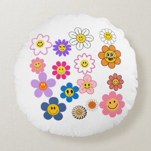 Smile Flowers Rond Kussen