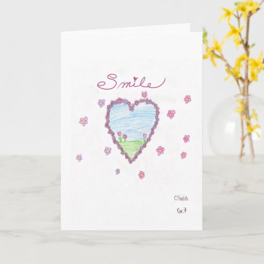 "Smile" Folded Greeting Card Kaart (Gele Bloem)
