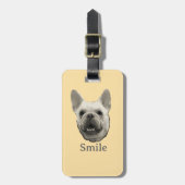 Smile French Bulldog Beige Bagagelabel (Voorkant verticaal)