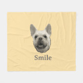 Smile French Bulldog Beige Fleece Deken (Voorkant (Horizontaal))
