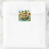 Smile Frog en Zee Turtle Scene Vierkante Sticker (Tas)