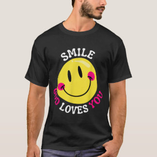 Smile God houdt van je gelukkige geloof Jezus Chri T-shirt