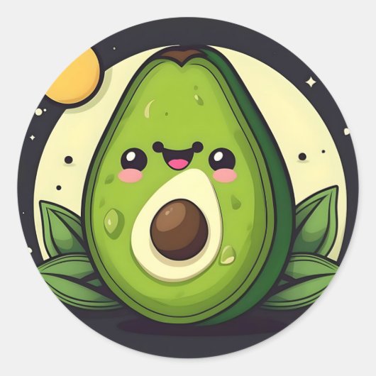 Smile Green Avocado Ronde Sticker (Voorkant)