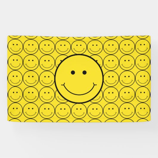 Smile Grin Face Yellow Happy Spandoek (Horizontaal)