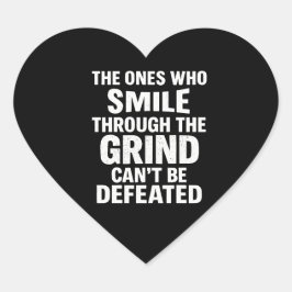 Smile grind gym motivatie citaat met witte tekst hart sticker