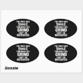Smile grind gym motivatie citaat met witte tekst ovale sticker (Vel)
