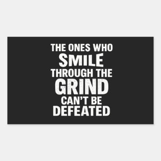 Smile grind gym motivatie citaat met witte tekst rechthoekige sticker