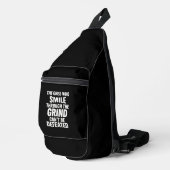 Smile grind gym motivatie citaat met witte tekst sling bag (Rechterhoek)
