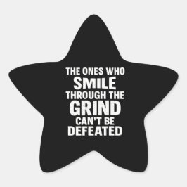 Smile grind gym motivatie citaat met witte tekst ster sticker