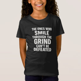 Smile grind gym motivatie citaat met witte tekst t-shirt